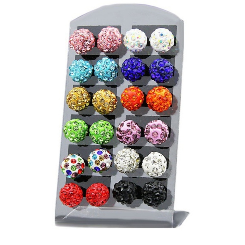 Shamballa Earrings Crystal Disco Ball Style